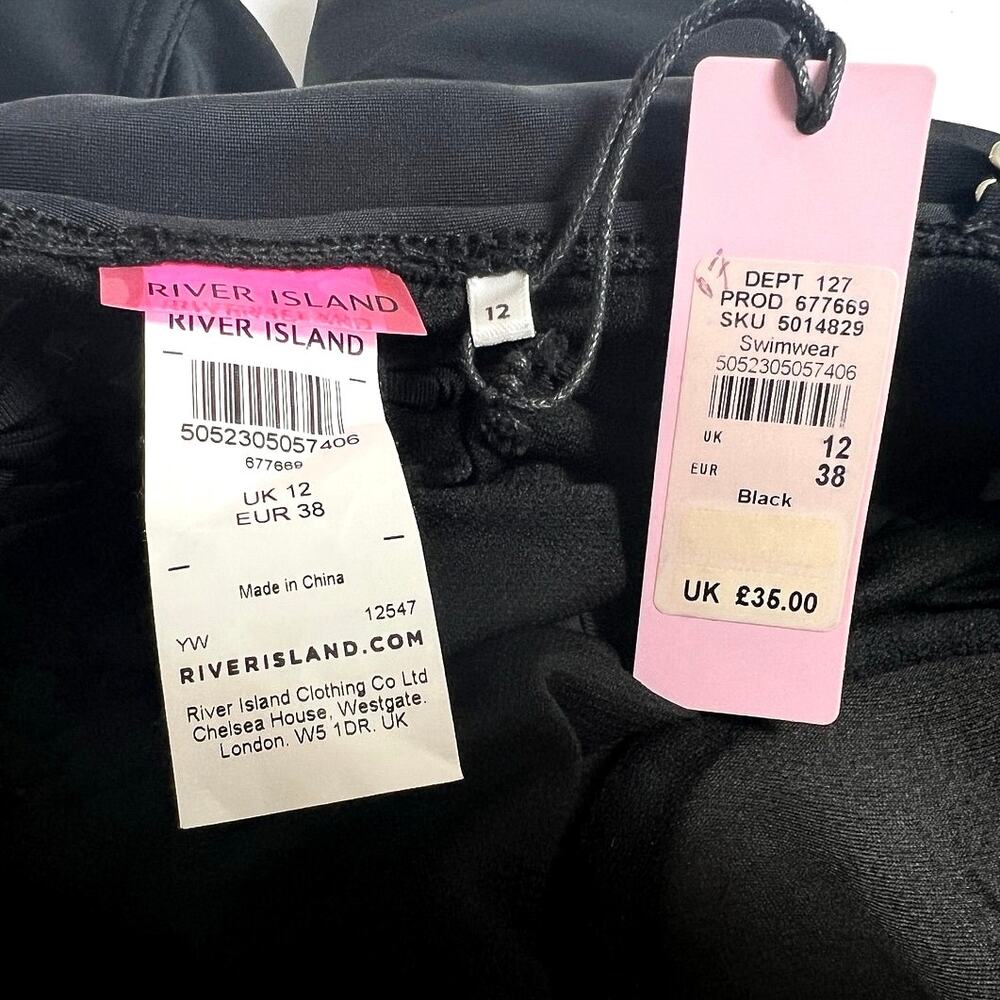 River Island Black One Piece Swimsuit/UK12/US8 - Picture 9 of 9